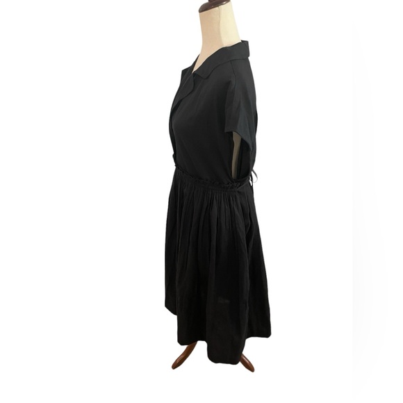 FREE PEOPLE Black Collared Cotton Linen Blend Midi Dress New With Tags - Picture 6 of 10